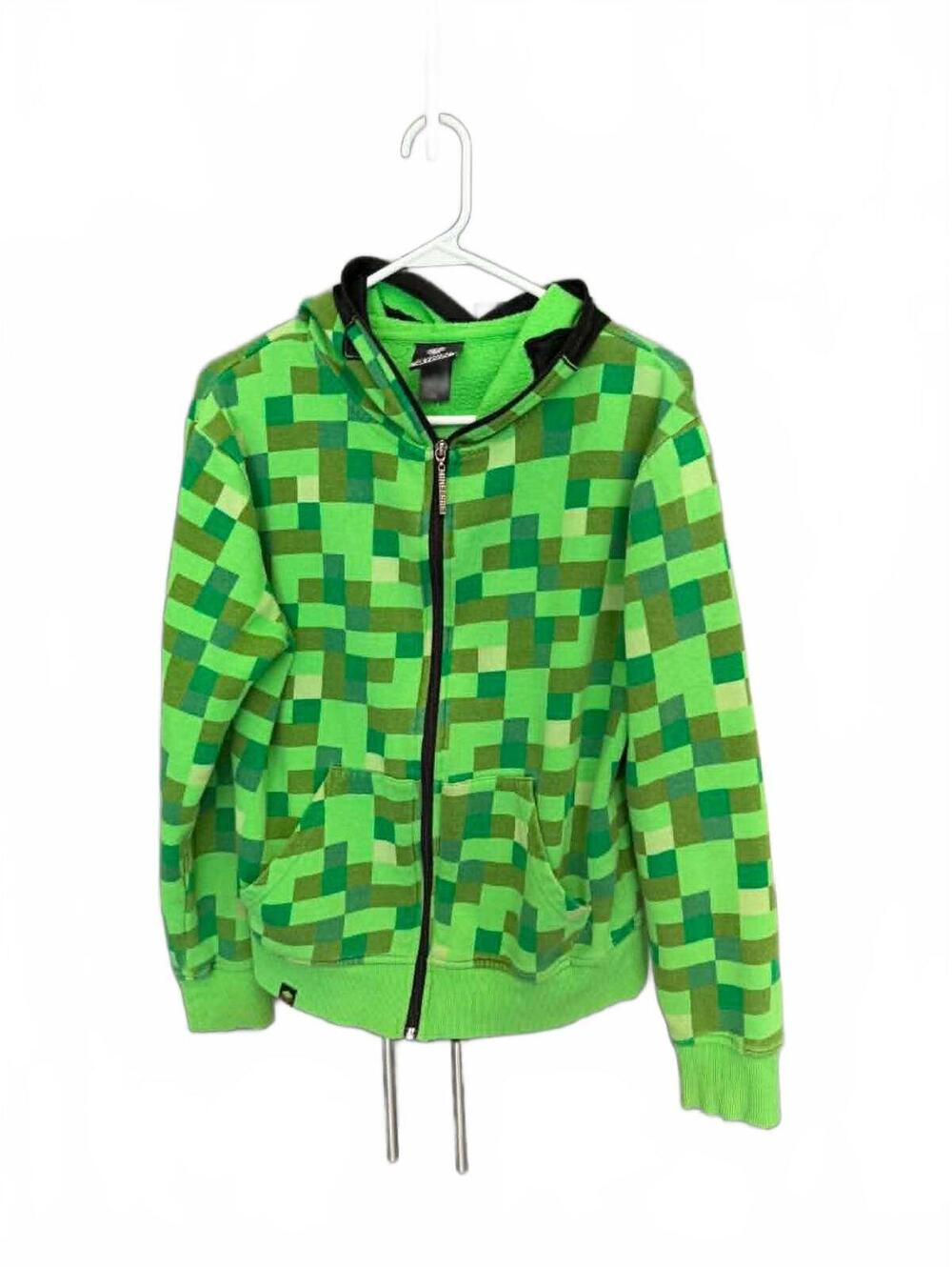 J!NX Minecraft Creeper Green Pixelated Zip-Up Hoodie XS